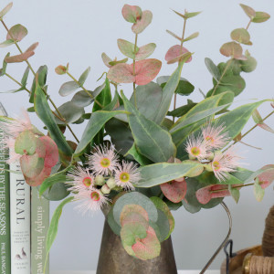 Set 3 Braemar Pink Eucalyptus Flower Stems, decorative flowers or foliage for vase styling