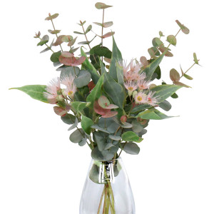 Set 3 Braemar Pink Eucalyptus Flower Stems, a decorative botanical stem or arrangement for styling in a vase