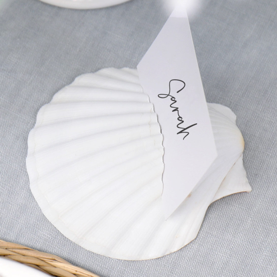 Set 8 Scallop Shell Place Card Holders, designed to add practical storage or display space to the home