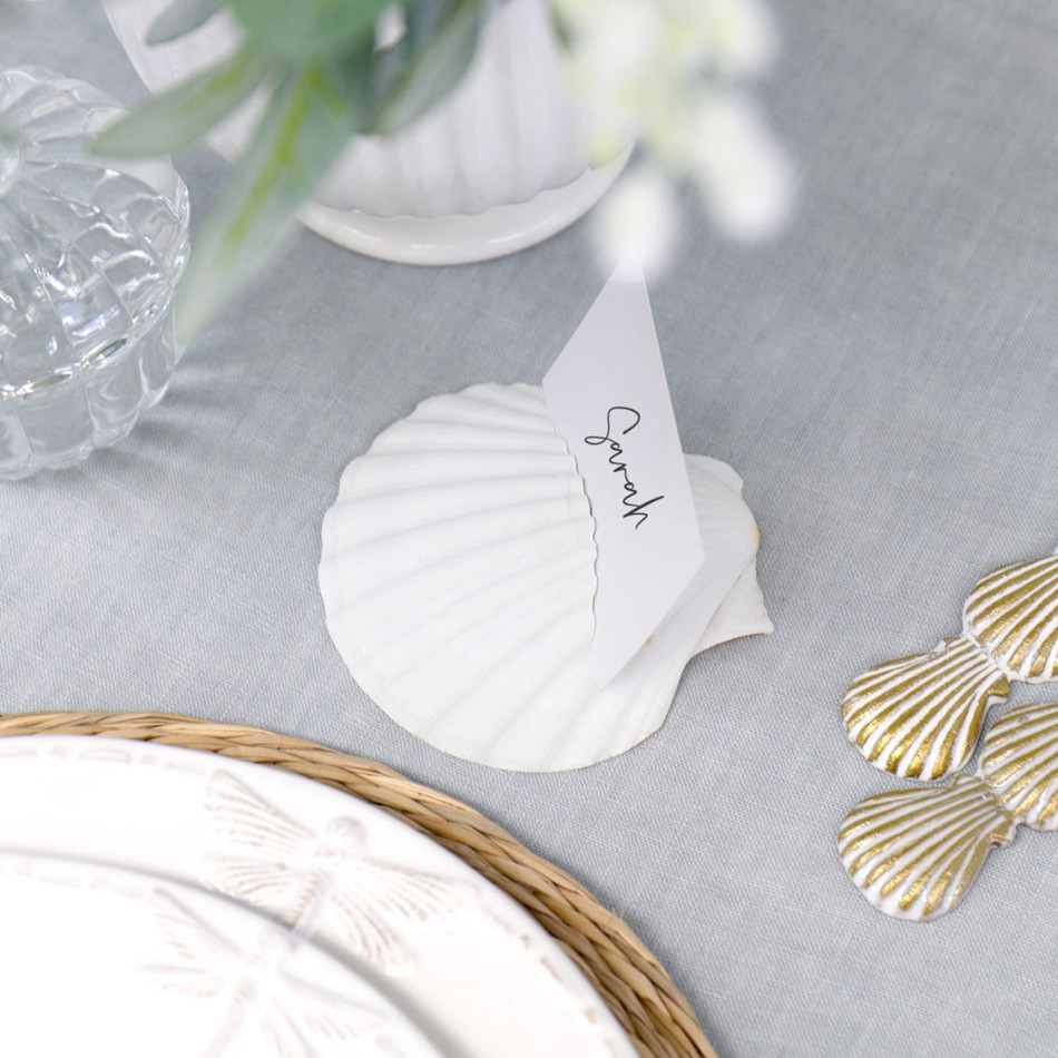 Set 8 Scallop Shell Place Card Holders, a functional fitting for displaying, holding or organising household items