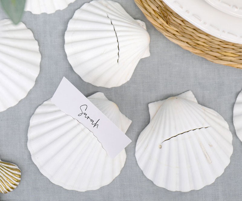 Set 8 Scallop Shell Place Card Holders