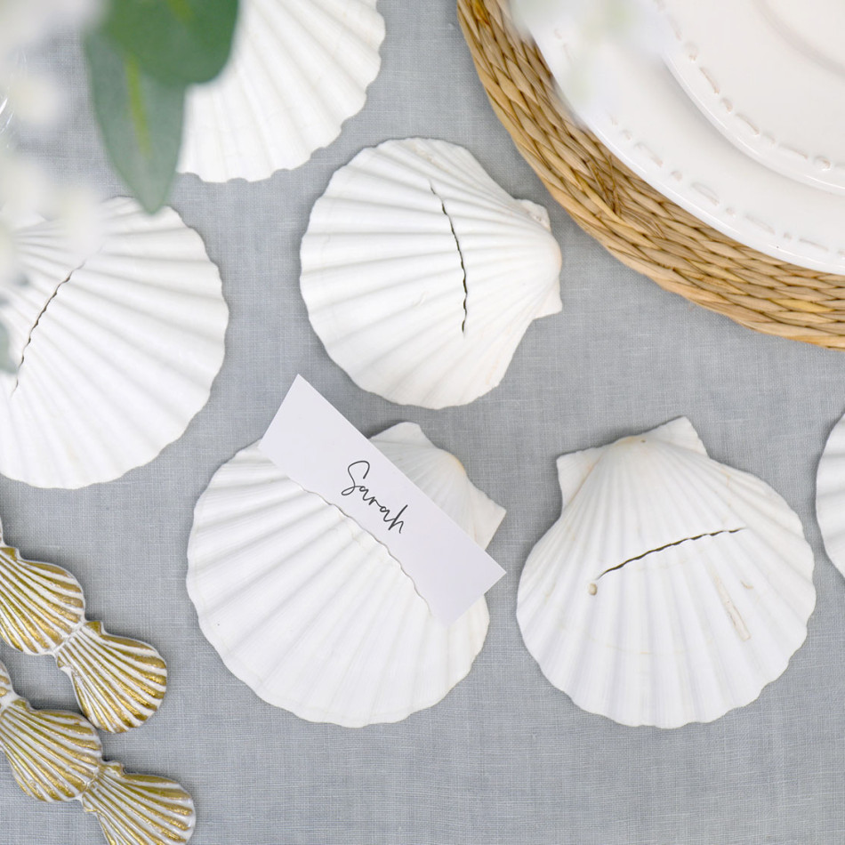 Set 8 Scallop Shell Place Card Holders, a functional household accessory for display or organisation