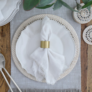 Fairlight Whitewash Rattan Placemat, a textile accessory designed for dining, kitchen or tabletop use