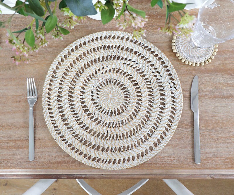 Fairlight Round Placemat Open Weave Whitewash