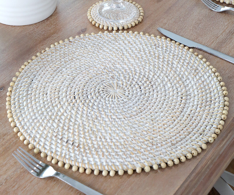 Avoca Whitewash Rattan Placemat