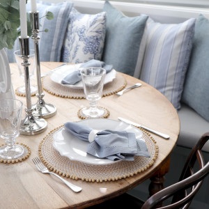 Avoca Whitewash Rattan Placemat, a practical fabric accent for dressing and protecting a household surface