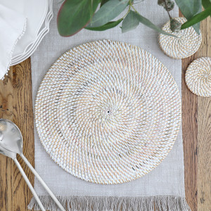 Brooklyn Whitewash Rattan Placemat