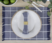 Set 4 Campbell Check Placemats - Denim Blue