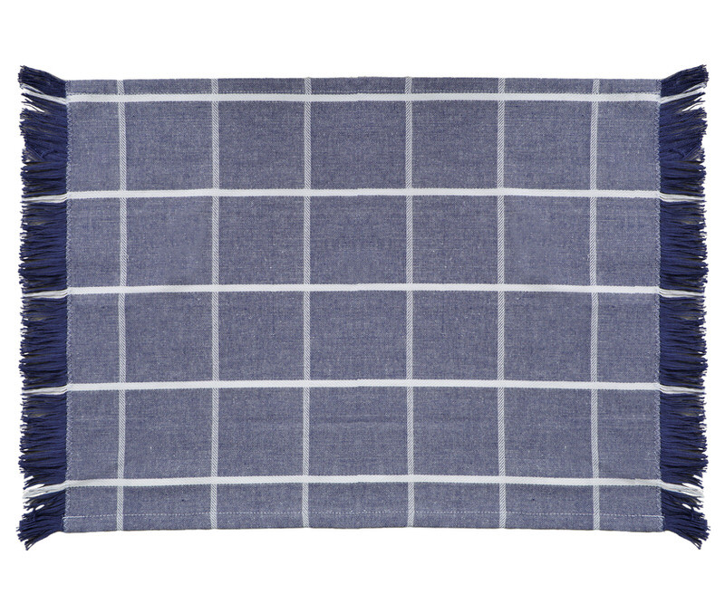 Set 4 Campbell Check Placemats - Denim Blue