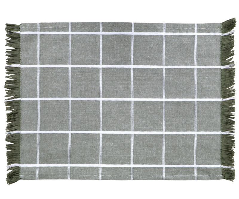 Set 4 Campbell Check Placemats - Olive Green