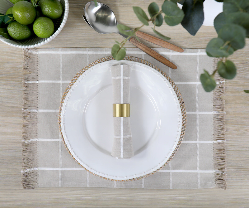 Set 4 Campbell Check Placemats - Oatmeal