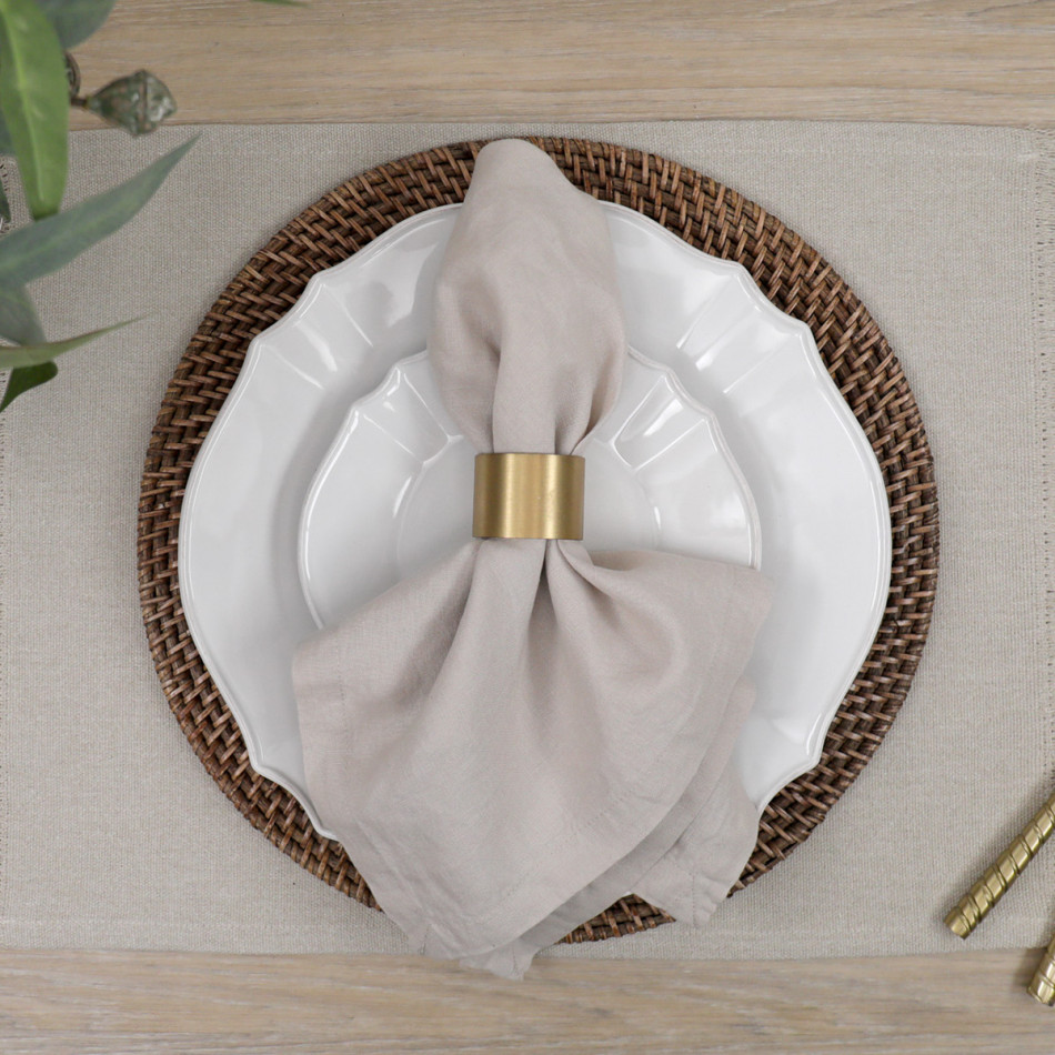 Set 4 Taupe Bronte Fringe Placemats, decorative tableware