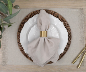 Set 4 Taupe Bronte Fringe Placemats