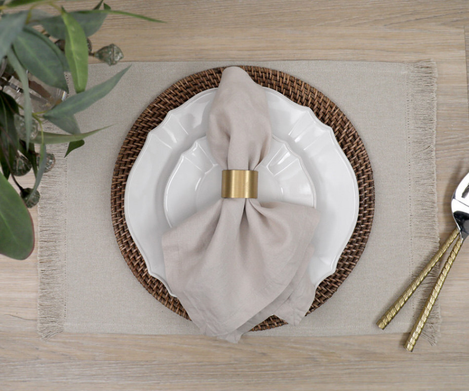 Set 4 Taupe Bronte Fringe Placemats