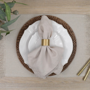 Set 4 Taupe Bronte Fringe Placemats, a textile accessory designed for dining, kitchen or tabletop use
