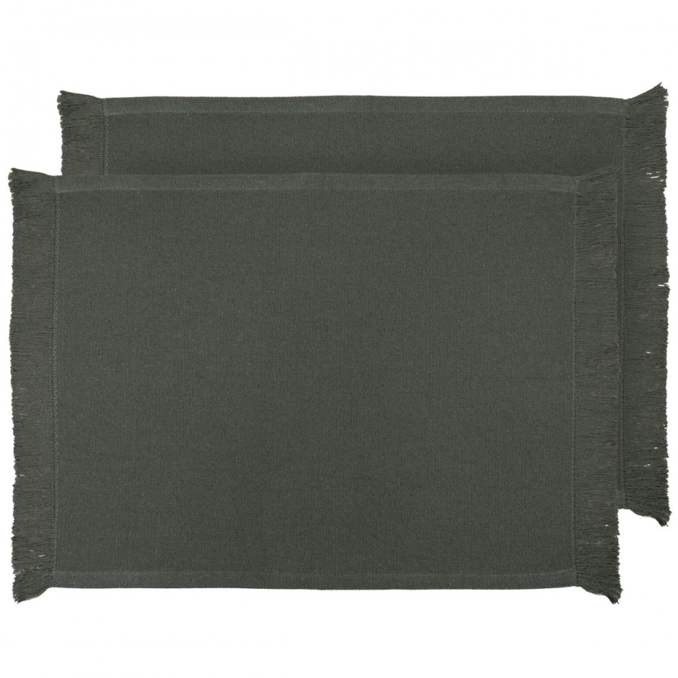 Set 4 Olive Bronte Fringe Placemats, a textile accent for dining or kitchen use