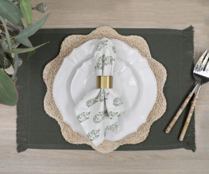 Set 4 Olive Bronte Fringe Placemats