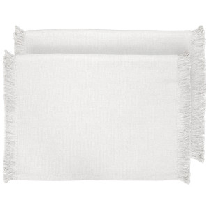 Set 4 White Bronte Fringe Placemats, a textile accent for dining or kitchen use