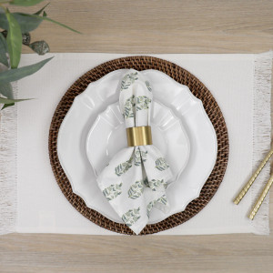 Set 4 White Bronte Fringe Placemats, a practical fabric accent for dressing and protecting a household surface