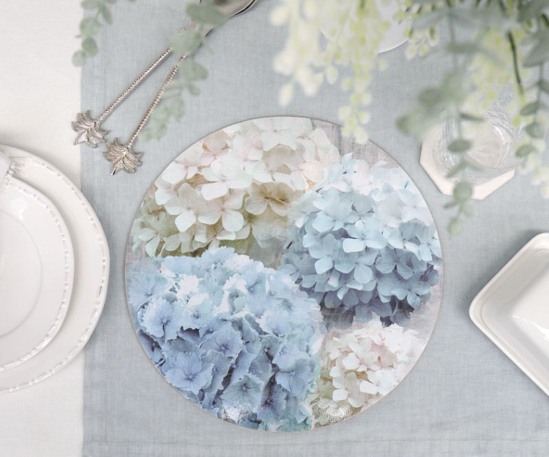 Set 4 Blue Hydrangeas Placemats
