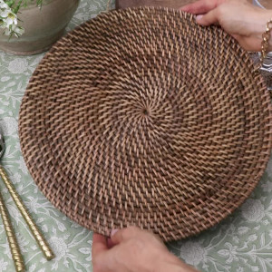 Newport Brown Rattan Placemat, a practical fabric accent for dressing and protecting a household surface