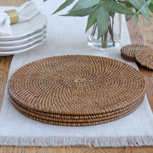 Newport Brown Rattan Placemat, indoor occasional table
