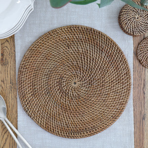 Newport Brown Rattan Placemat, a textile accent for dining or kitchen use