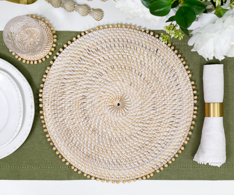Avoca Whitewash Rattan Placemat