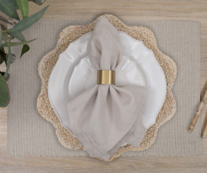 Set 4 Taupe Tallis Ribbed Placemats