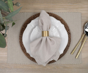 Set 4 Taupe Tallis Ribbed Placemats