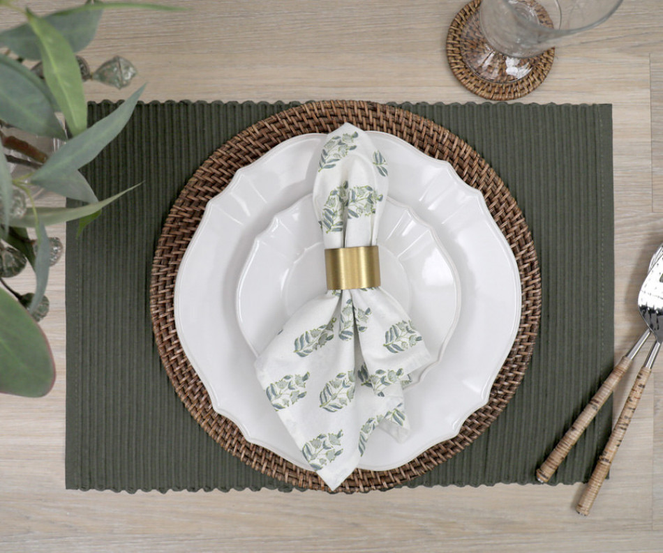 Set 4 Olive Tallis Ribbed Placemats