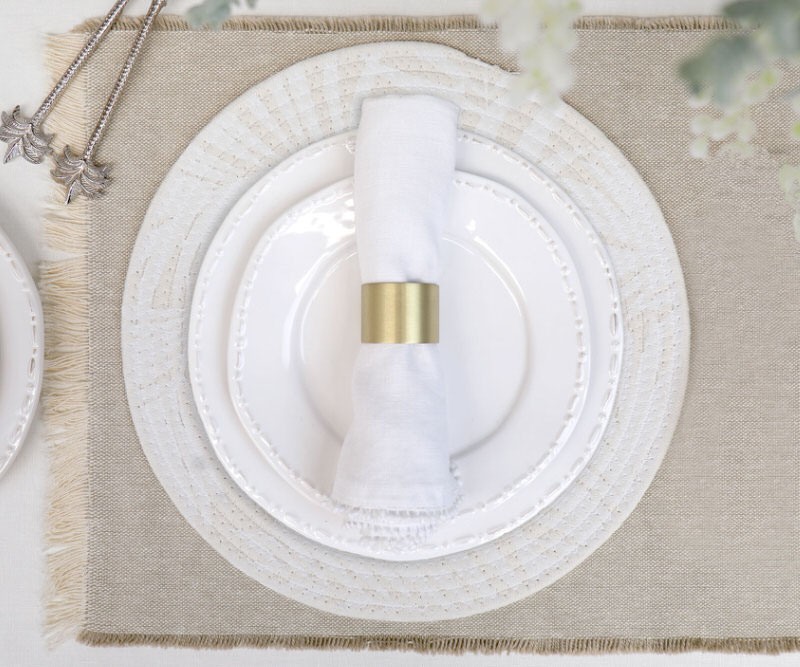 Set 4 Bayview White Leaf Cotton Placemat