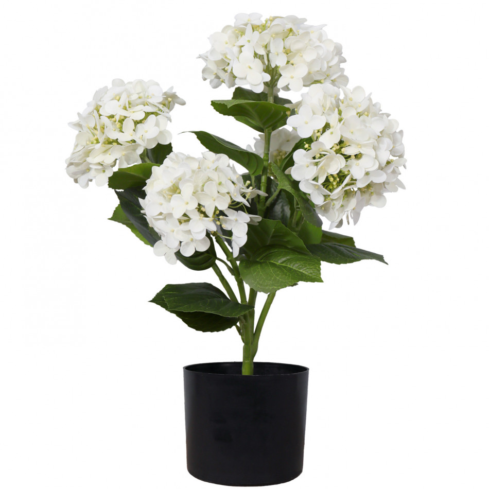 Alice White Hydrangea Artificial Plant in Pot, decorative home accessory
