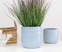 Chiara Beaded Blue Planter Pot - Medium
