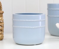 Chiara Beaded Blue Planter Pot - Small