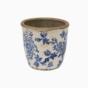 Small Arden Blue Floral Taper Planter, a decorative container for displaying plants