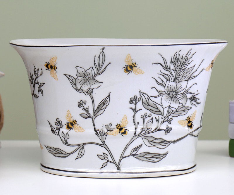 Golden Bee Oval Planter Pot - Large