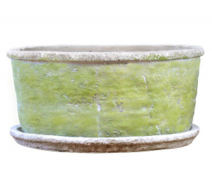 Large Harrington Green Wide Planter
