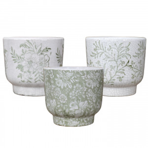 Set 3 Fernleigh Green & White Herb Pots, highlighting the product's distinctive form and defining design