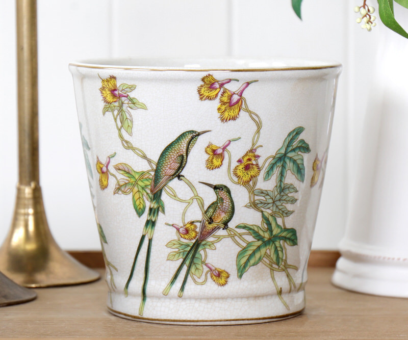 Medium Emerald Hummingbird Planter Pot