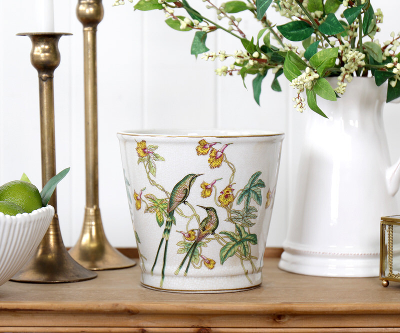 Medium Emerald Hummingbird Planter Pot