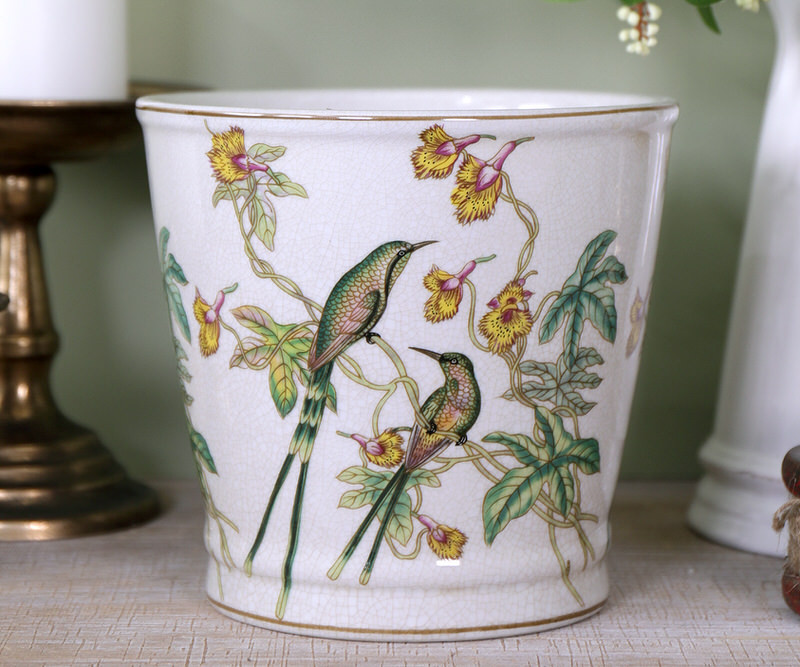 Medium Emerald Hummingbird Planter Pot