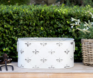 Small Abigail White Bee Oval Planter