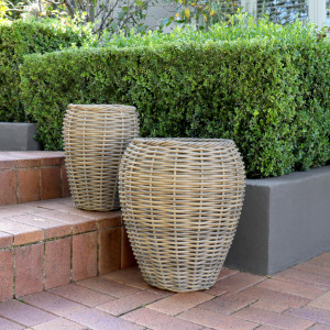 Small Surrey Polyrattan Basket Planter, a plant display piece suited to adding greenery to a styled space