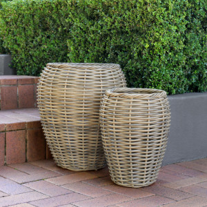 Small Surrey Polyrattan Basket Planter, designed as a decorative container for a favourite plant