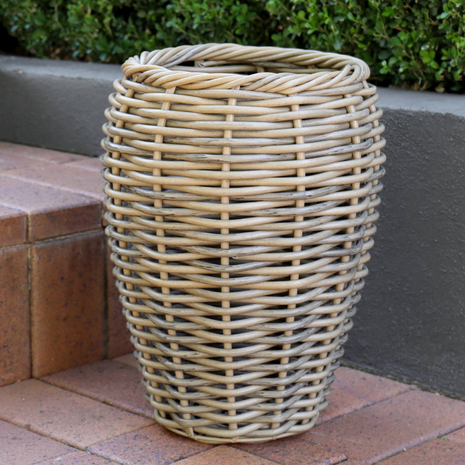 Small Surrey Polyrattan Basket Planter, woven storage basket