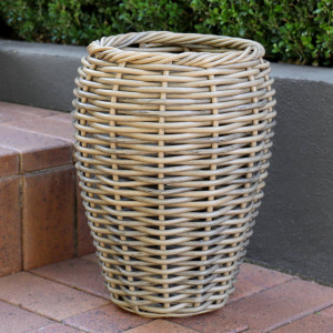 Small Surrey Polyrattan Basket Planter, woven storage basket