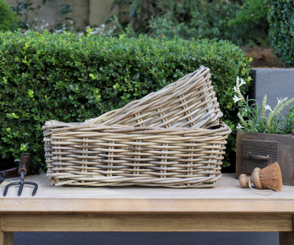 Small Amalfi Rectangle Rattan Planter Basket