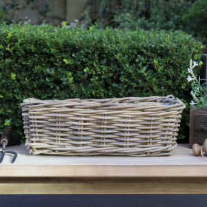Large Amalfi Rectangle Rattan Planter Basket, designed as a decorative container for a favourite plant