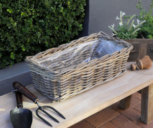 Large Amalfi Rectangle Rattan Planter Basket